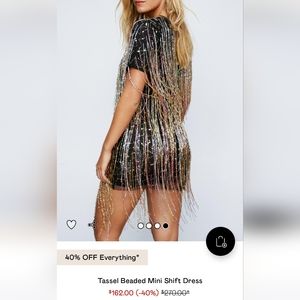 Nasty Gal Tassel Beaded Sequin Shift Dress